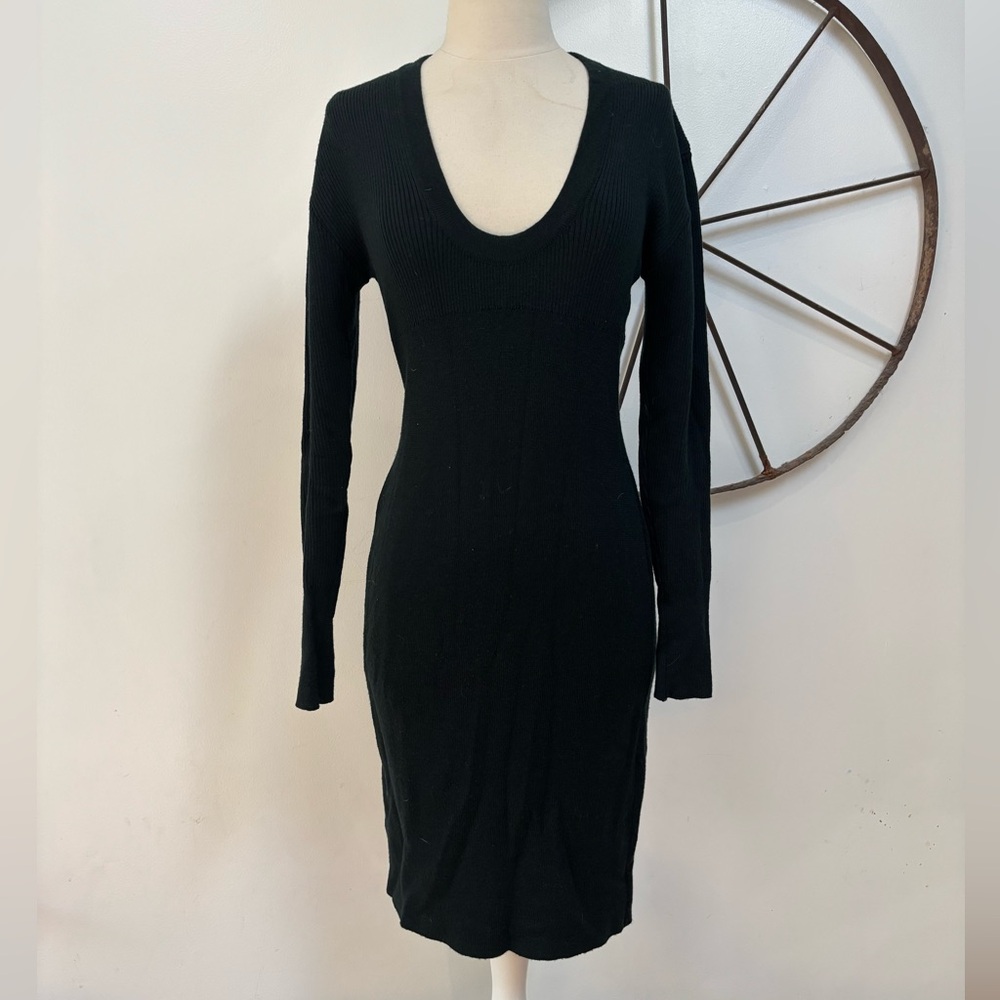 Angelo Tarlazzi Paris vintage black midi sweater dress 40
